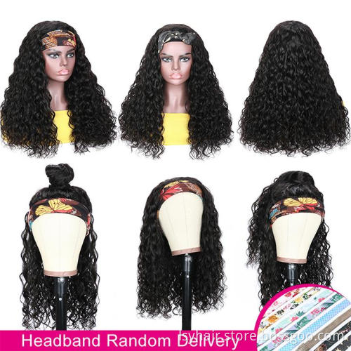 Wholesale Headband Wigs Human Hair Water Wave Wigs 100% Unprocessed Brazilian Remy Hair